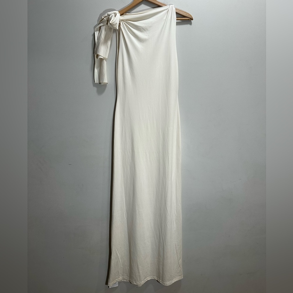 NWT Ivory White Tie Shoulder Strap Dress Bridal Shower Garden Party Cocktail